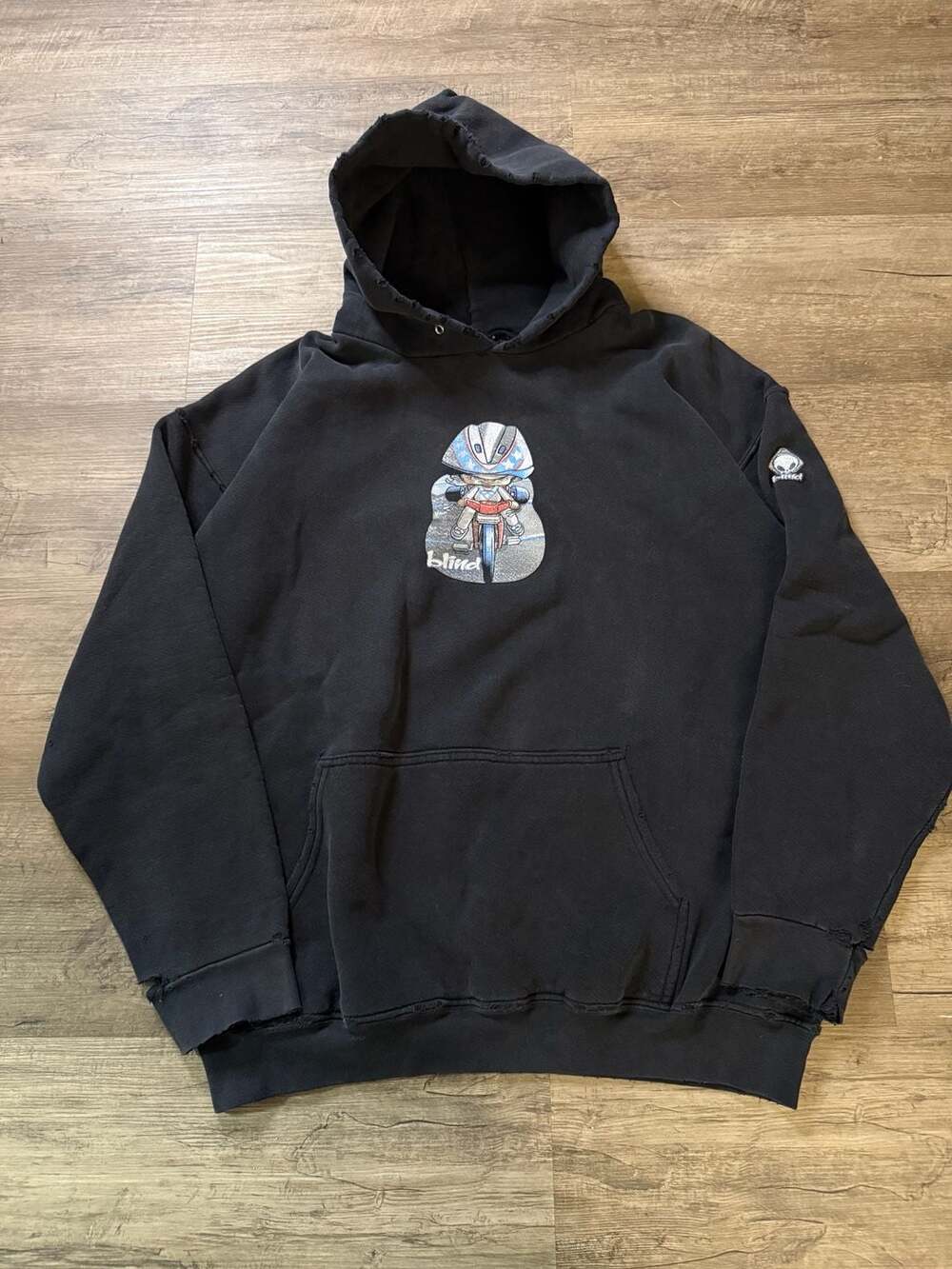 Blind Skateboards Vintage Hoodie Black Distressed Skater
